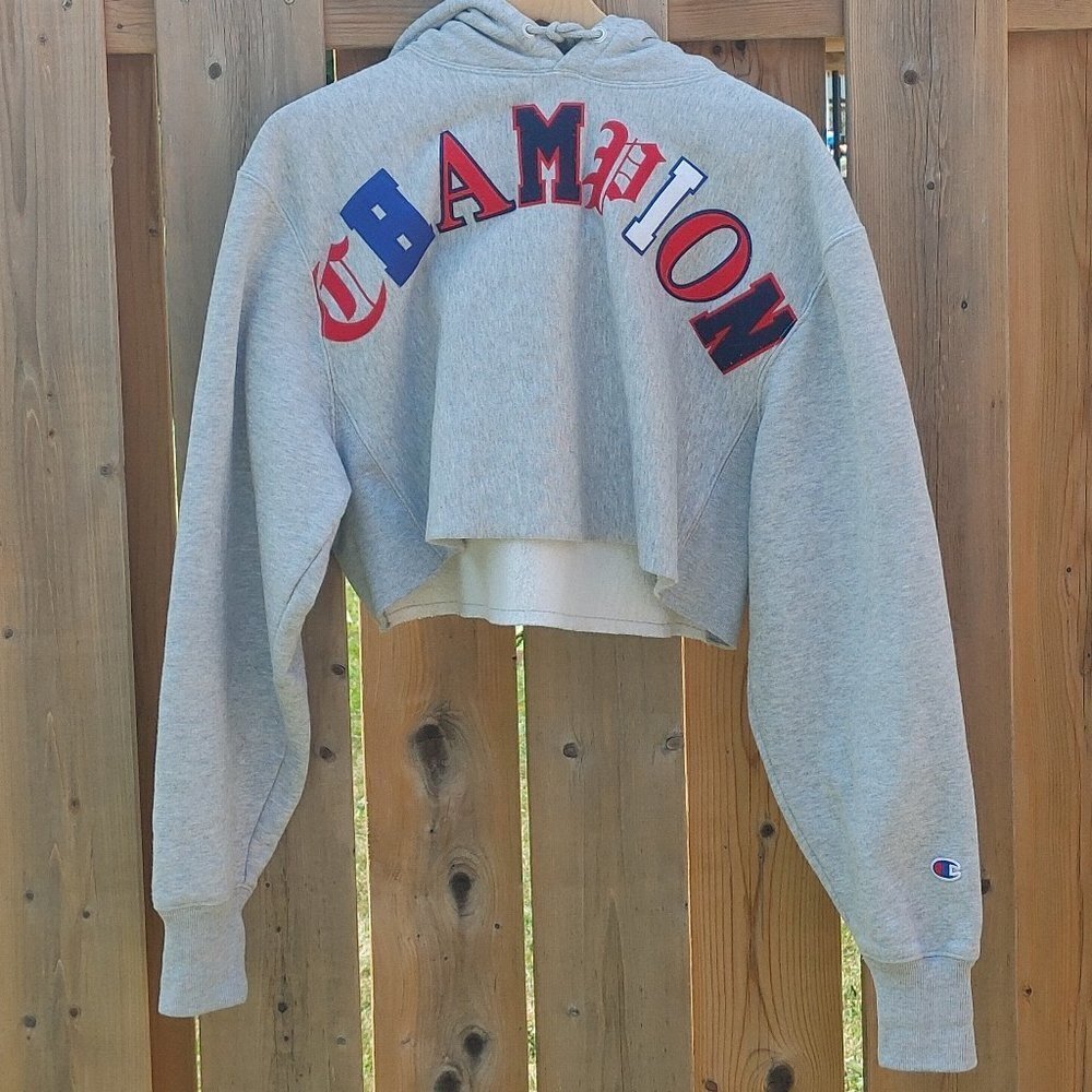 CHAMPION Reverse Weave Spell Out Patch Hoodie Women's Medium